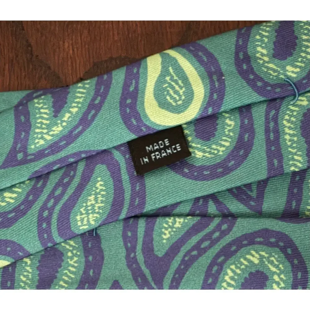 $325 NWT Charvet Paris Blue Alternating Pasiley Pattern 100% Silk Neck Tie